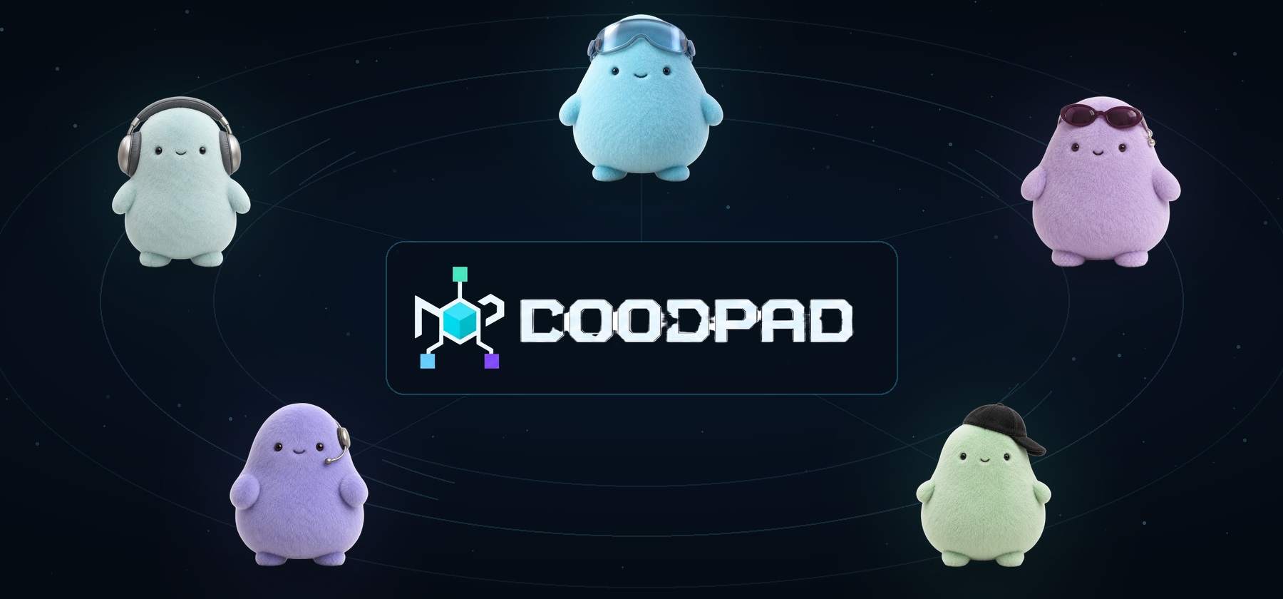 Five DOODPAD agents gathered around the DOODPAD logo